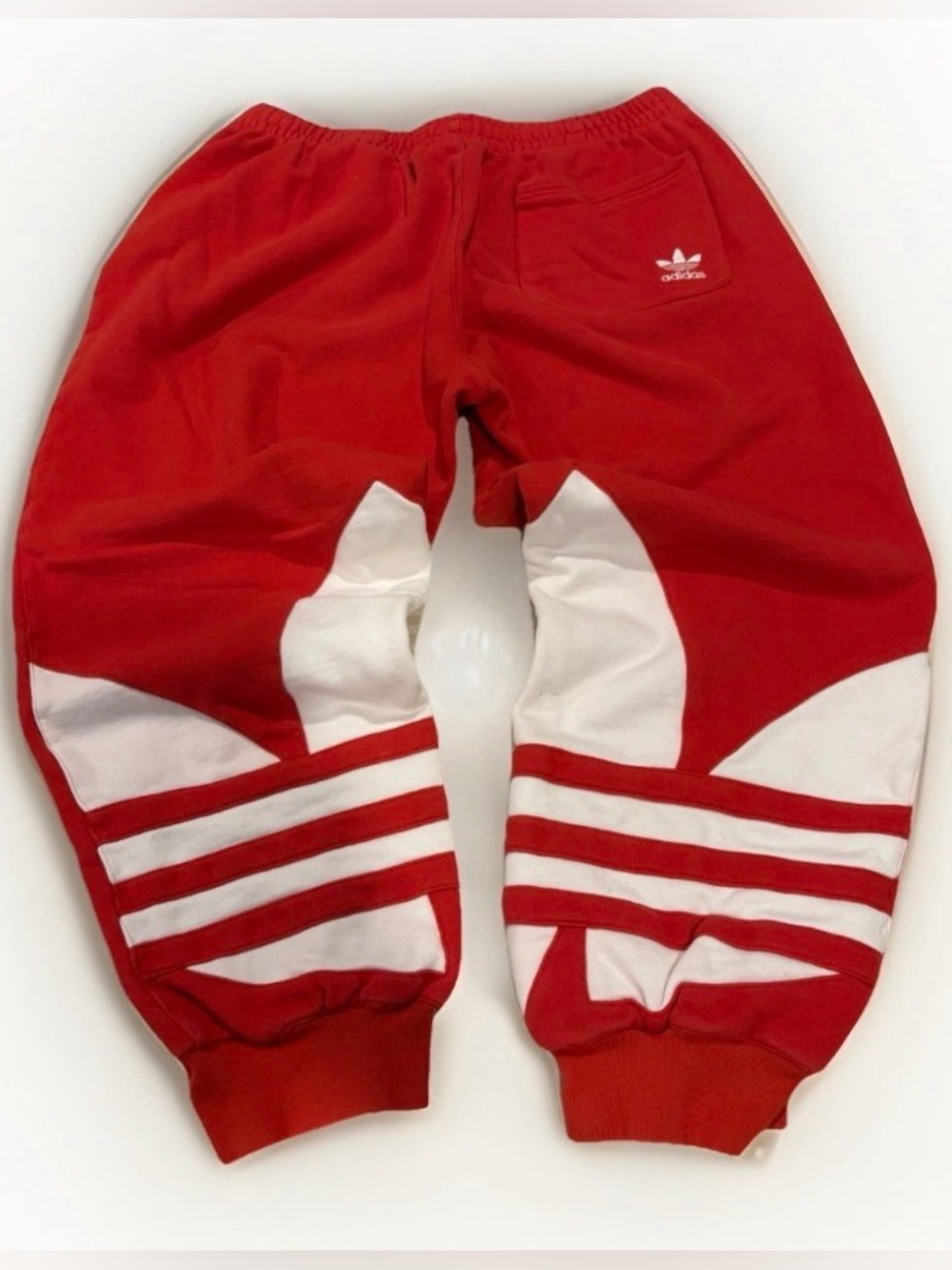 Adidas Big Trefoil Sweatpants Red Joggers Size Large Rare Trackpants Baggy Y2K